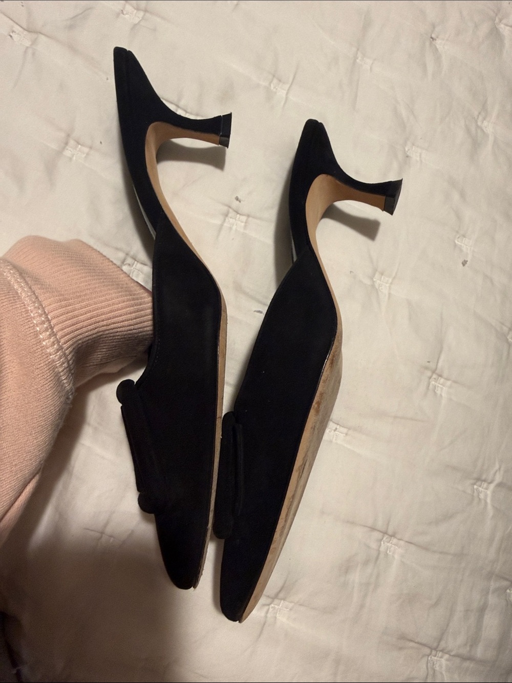 Manolo Blahnik Maysale Black Suede Pointed Toe Mule Slides - Picture 12 of 12